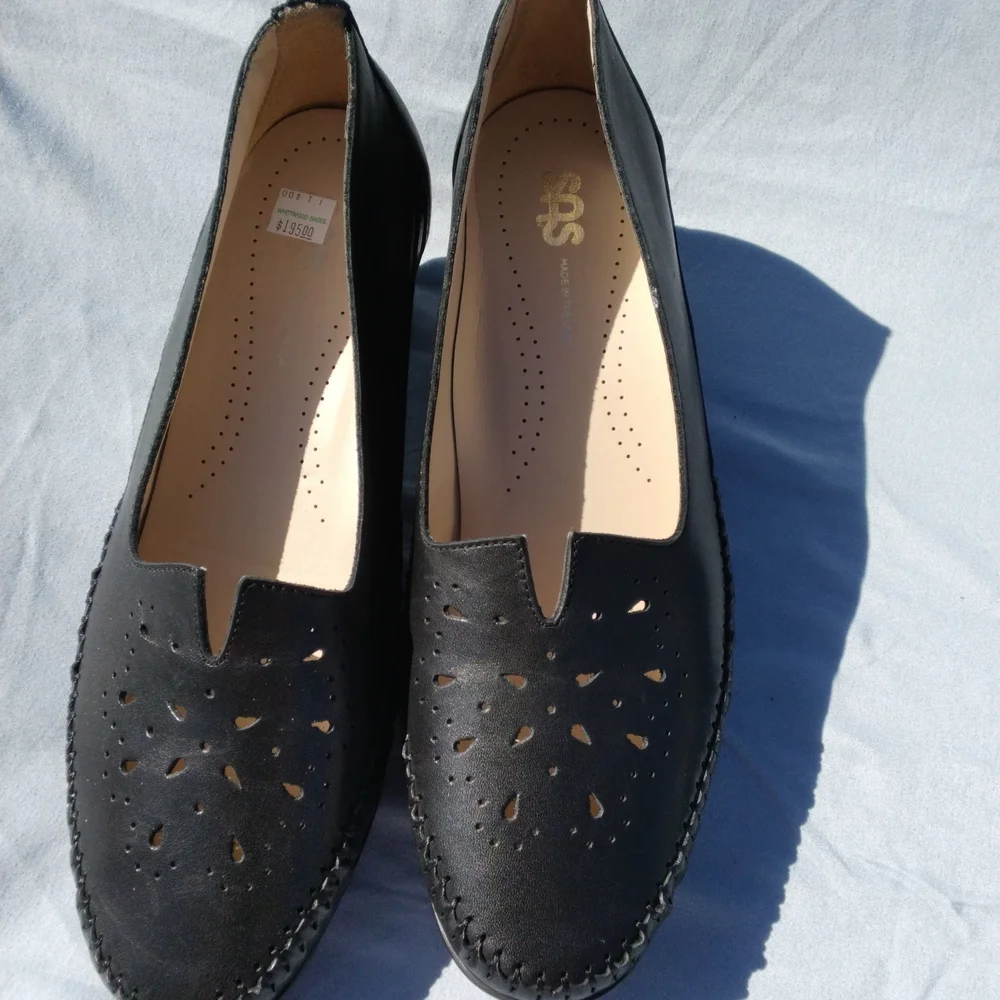SAS Black Perforated Slip-On Loafers